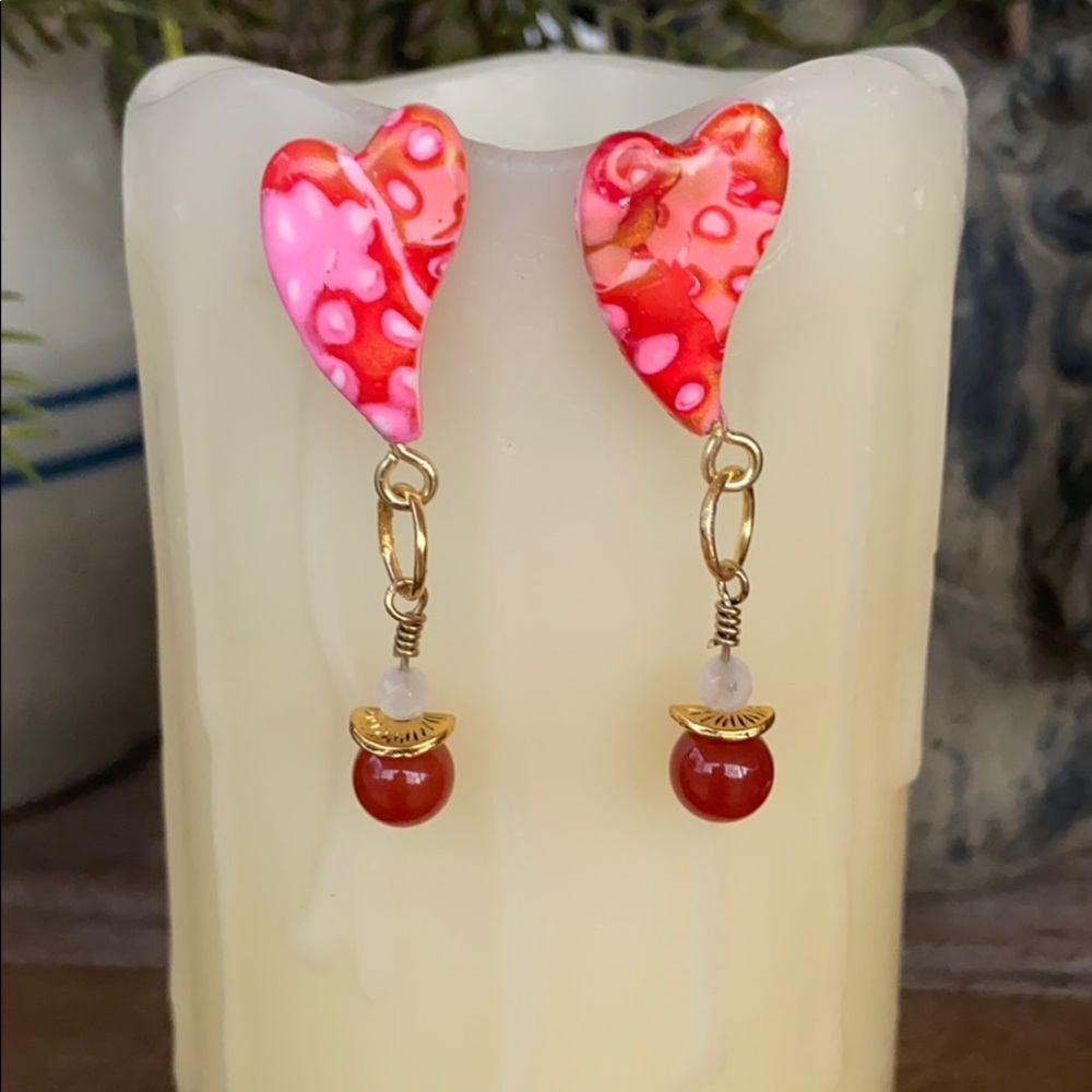 HEART and GEMSTONE Earrings